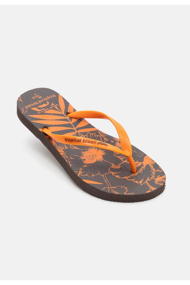 Chinelo-Tropical-Brasil-Estampado-Slim-Marrom