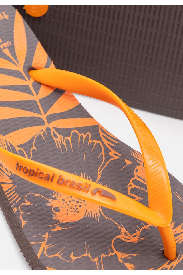 Chinelo-Tropical-Brasil-Estampado-Slim-Marrom
