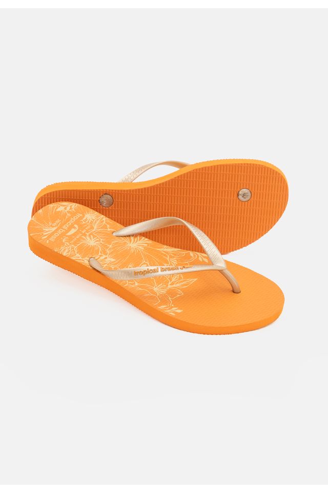Chinelo-Tropical-Brasil-Estampado-Perolado-Slim-Gold-Glitter-com-Laranja