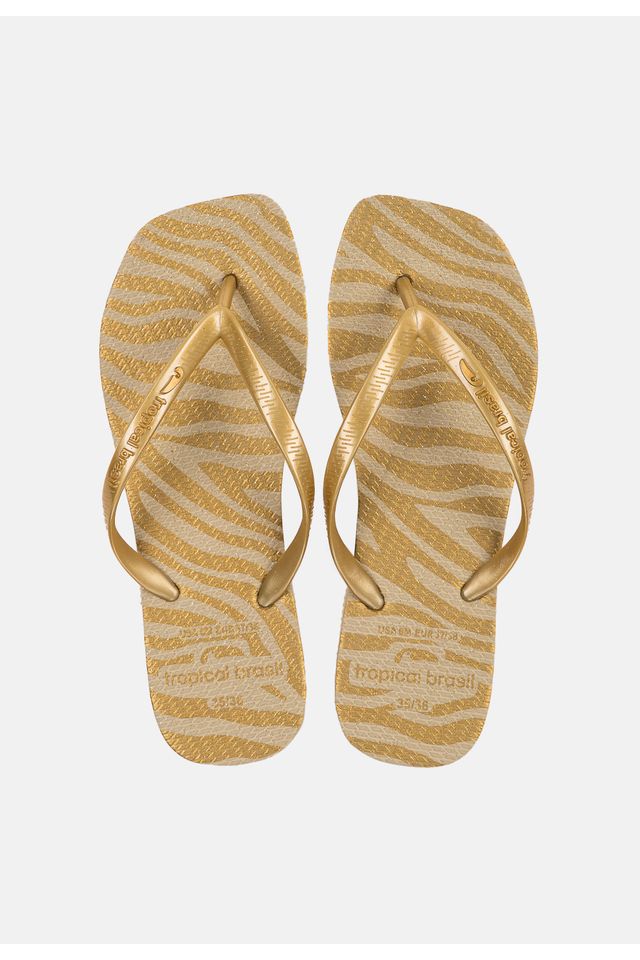 Chinelo-Tropical-Brasil-Quadradinha-Estampado-Dourado-com-Areia
