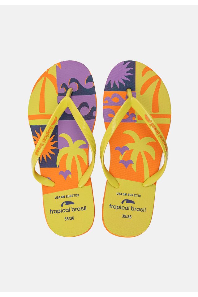 Chinelo-Tropical-Brasil-Estampado-Slim-Lima-com-Laranja