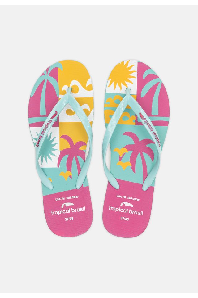 Chinelo-Tropical-Brasil-Estampado-Slim-Ciano-com-Turquesa