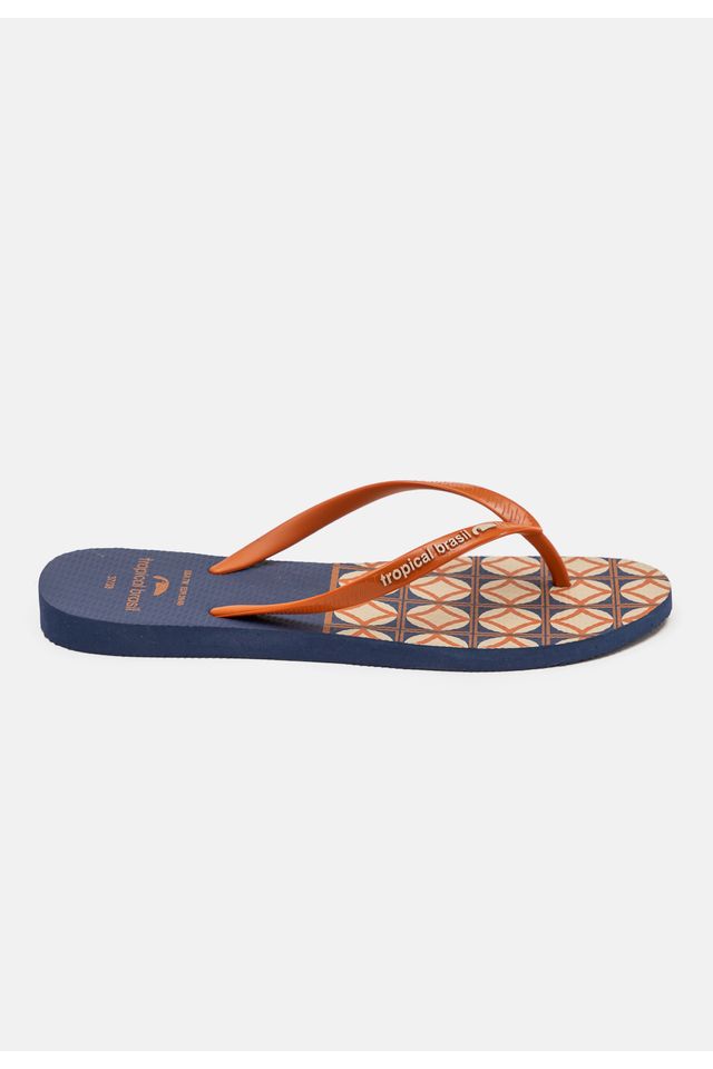 Chinelo-Tropical-Brasil-Estampado-Slim-Ocre-com-Azul-Marinho