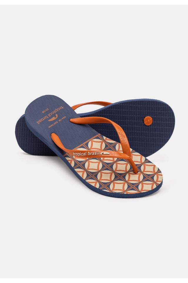 Chinelo-Tropical-Brasil-Estampado-Slim-Ocre-com-Azul-Marinho