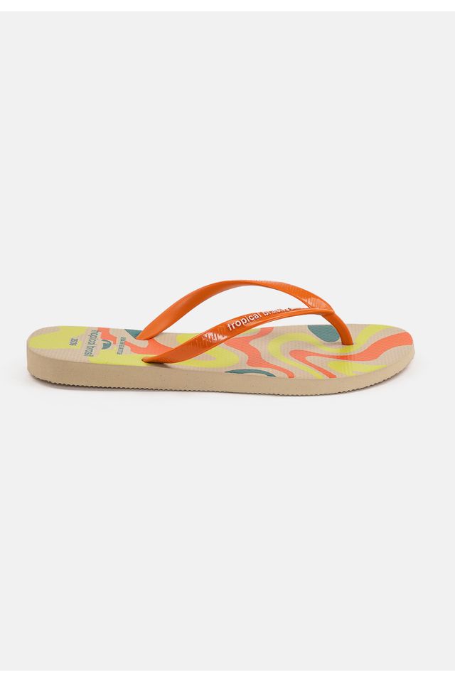 Chinelo-Tropical-Brasil-Estampado-Slim-Ocre-com-Areia