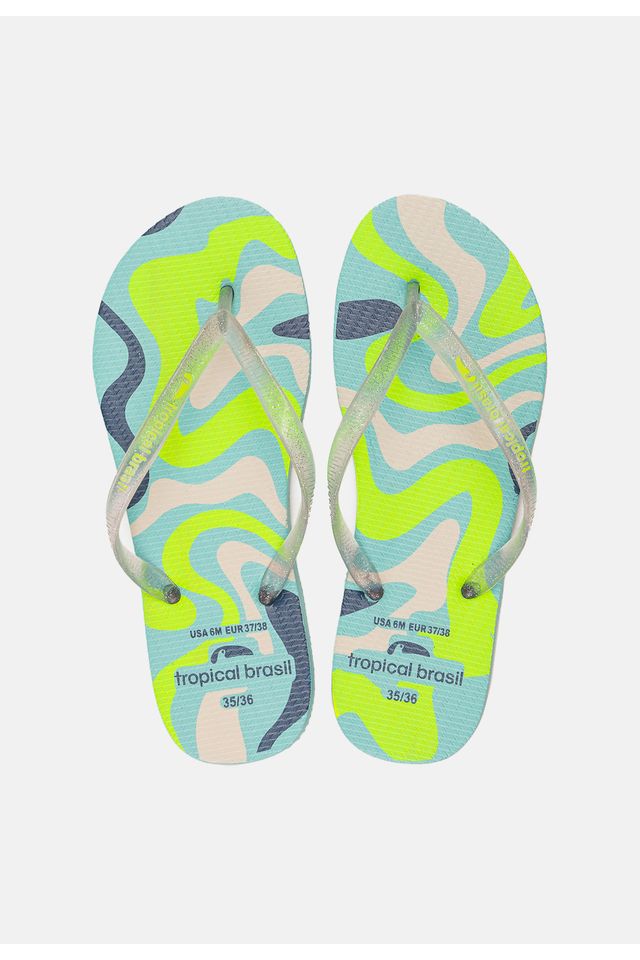 Chinelo-Tropical-Brasil-Estampado-Slim-Cristal-Glitter-com-Turquesa