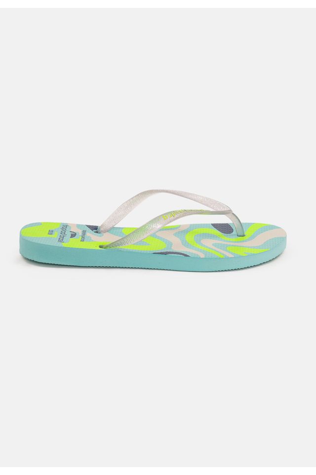 Chinelo-Tropical-Brasil-Estampado-Slim-Cristal-Glitter-com-Turquesa