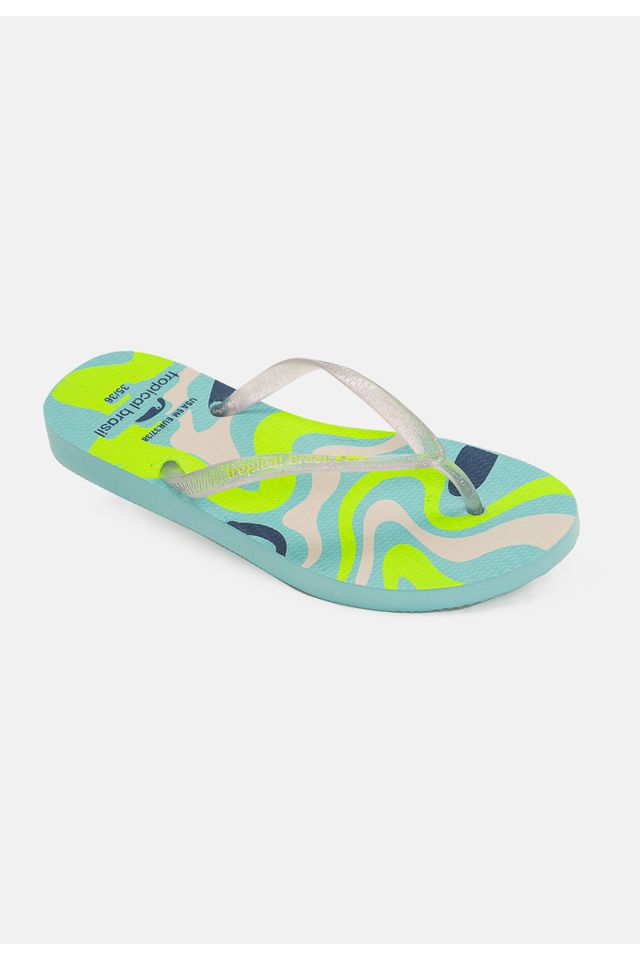 Chinelo-Tropical-Brasil-Estampado-Slim-Cristal-Glitter-com-Turquesa