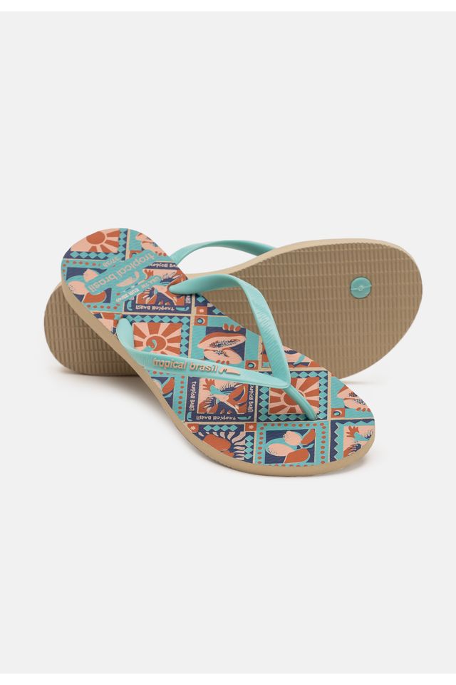 Chinelo-Tropical-Brasil-Estampado-Slim-Ciano-com-Areia