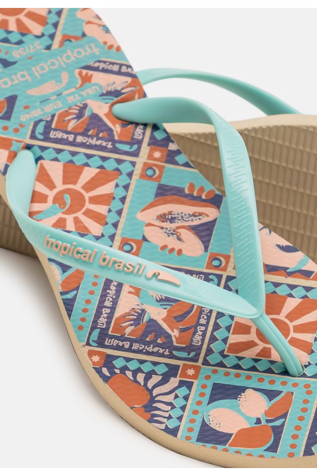 Chinelo-Tropical-Brasil-Estampado-Slim-Ciano-com-Areia