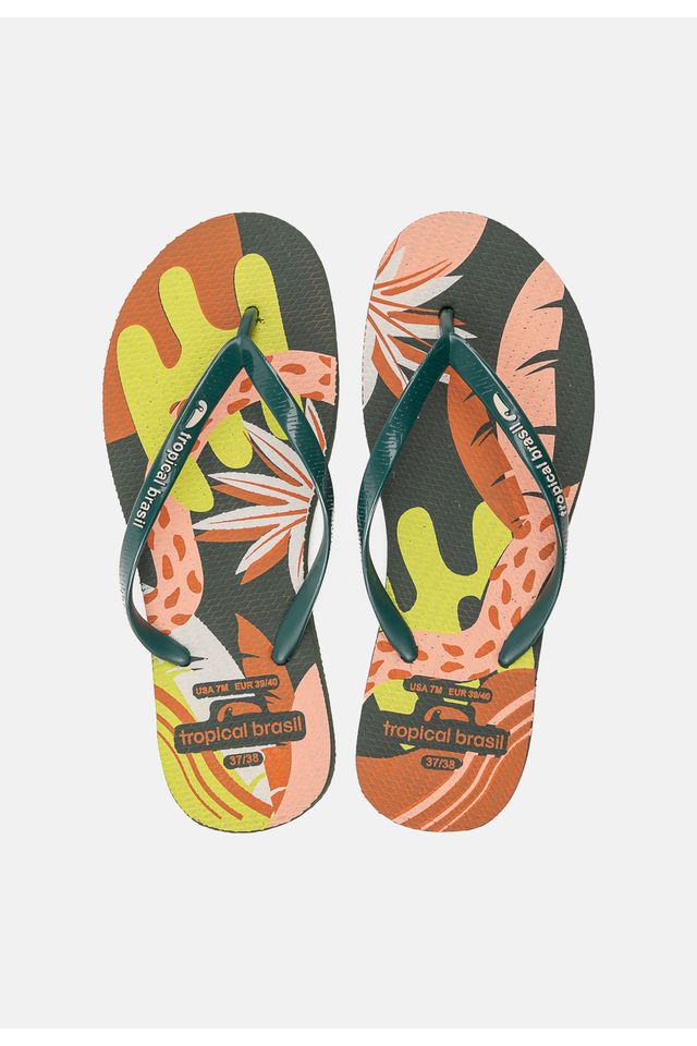 Chinelo-Tropical-Brasil-Estampado-Slim-Verde-Militar