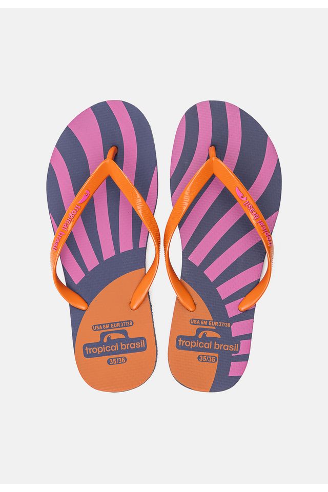 Chinelo-Tropical-Brasil-Estampado-Slim-Ocre-com-Azul-Marinho