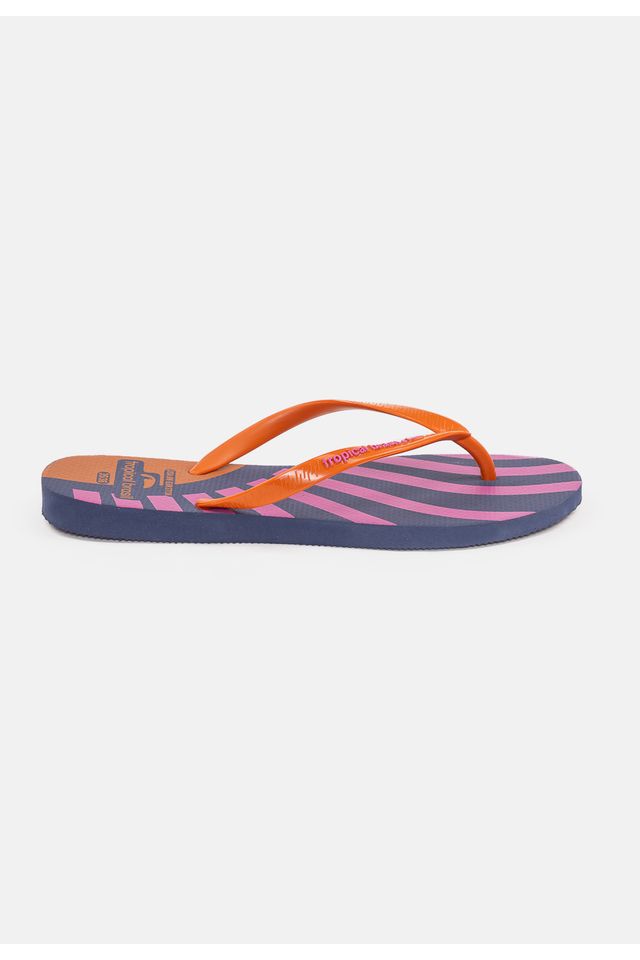 Chinelo-Tropical-Brasil-Estampado-Slim-Ocre-com-Azul-Marinho