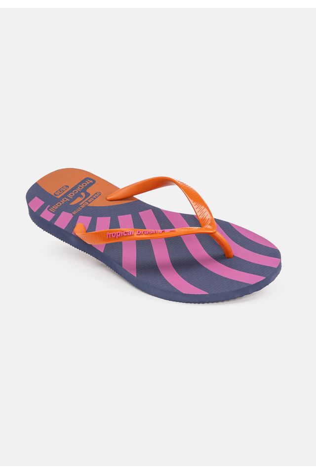 Chinelo-Tropical-Brasil-Estampado-Slim-Ocre-com-Azul-Marinho