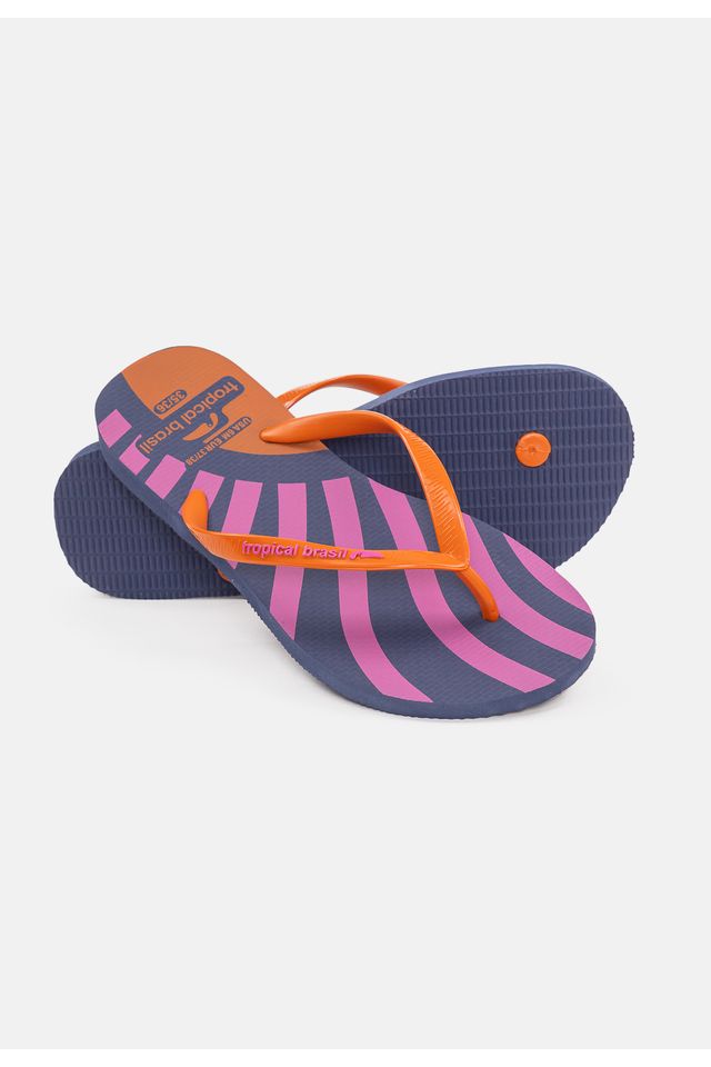 Chinelo-Tropical-Brasil-Estampado-Slim-Ocre-com-Azul-Marinho