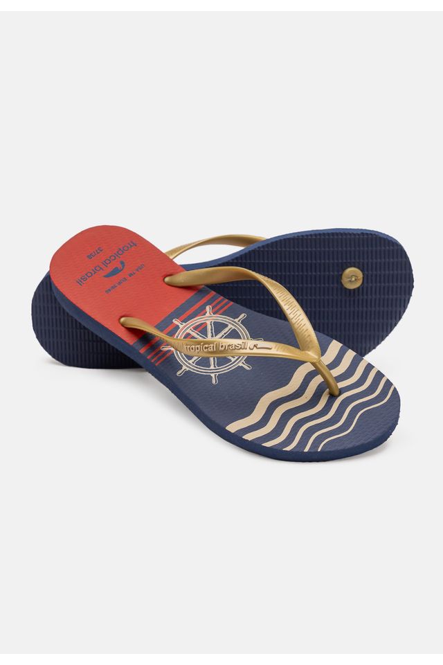Chinelo-Tropical-Brasil-Estampado-Slim-Areia-Metalizado-com-Azul-Marinho