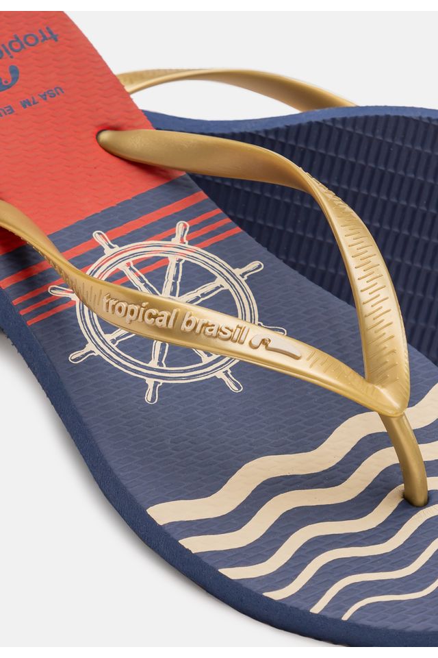Chinelo-Tropical-Brasil-Estampado-Slim-Areia-Metalizado-com-Azul-Marinho