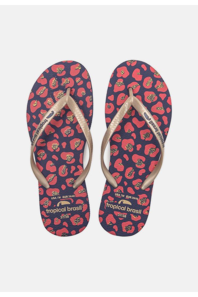 Chinelo-Tropical-Brasil-Estampado-Slim-Gold-com-Azul-Marinho