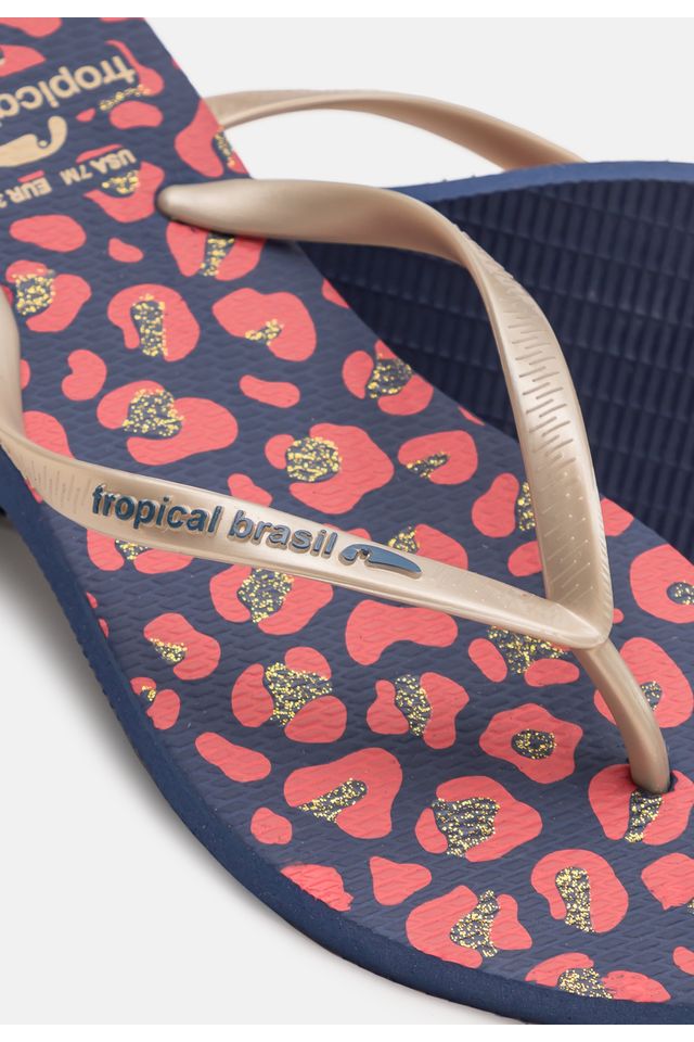 Chinelo-Tropical-Brasil-Estampado-Slim-Gold-com-Azul-Marinho