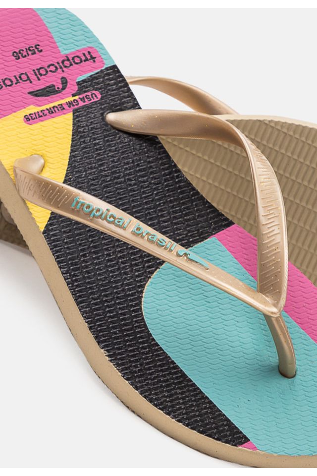 Chinelo-Tropical-Brasil-Estampado-Slim-Gold-com-Areia