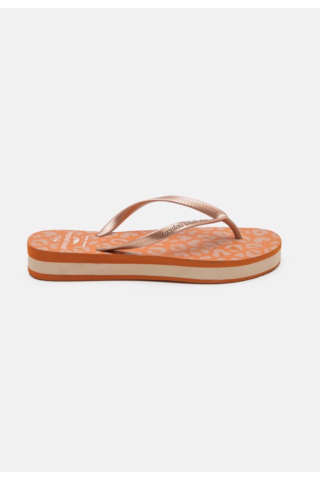 Chinelo-Tropical-Brasil-Tamanco-Estampado-Bronze-Perolizado-com-Ocre
