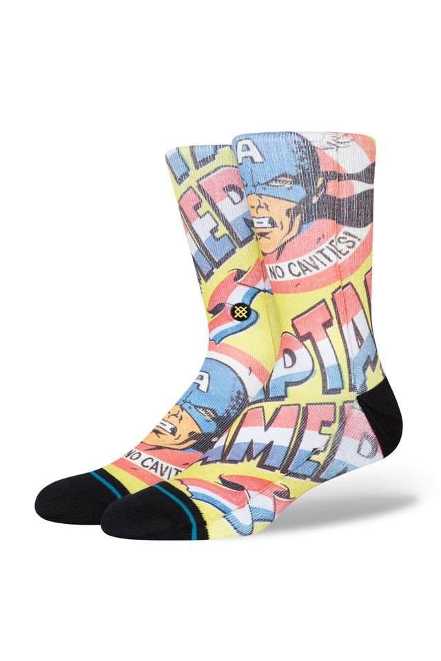 Meia-Stance-Collab-Marvel-No-Cavities-Amarela