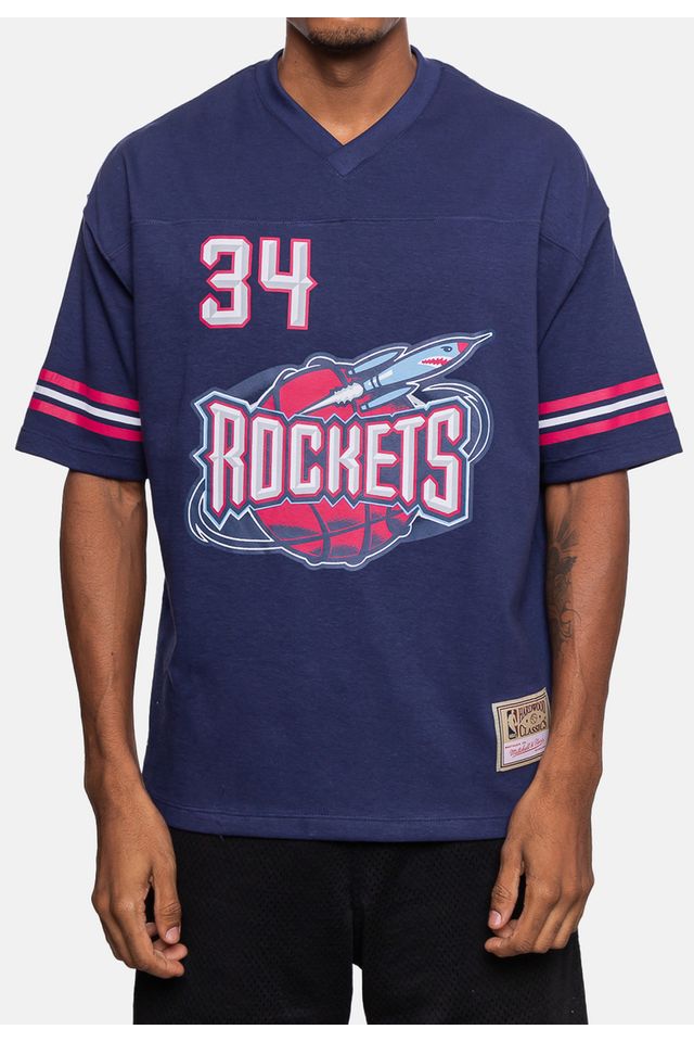 Camiseta-Mitchell---Ness-Oversize-Houston-Rockets-Azul-Marinho