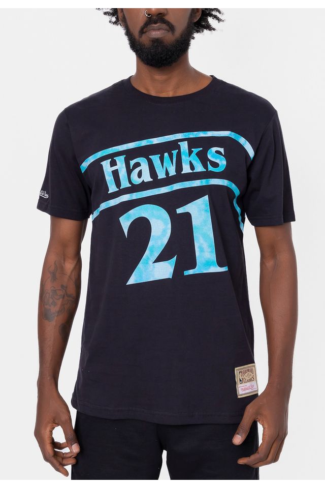 Camiseta-Mitchell---Ness-Tie-Dye-Black-Atlanta-Hawks-Preta