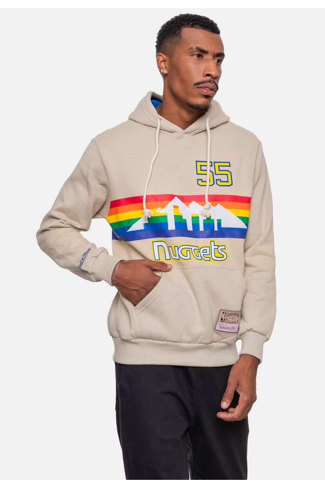 Moletom-Mitchell---Ness-Canguru-Denver-Nuggets-Dikembe-Mutombo-Bege