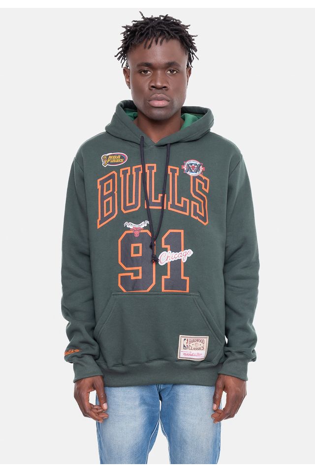Moletom-Mitchell---Ness-Canguru-Fechado-Chicago-Bulls-Dennis-Rodman-Verde-militar