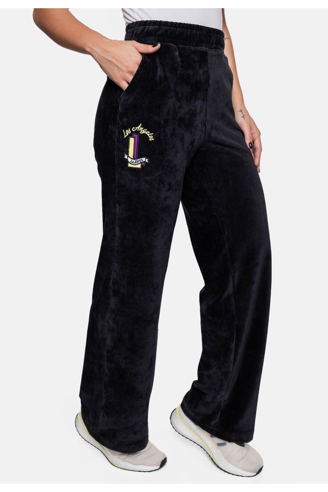 Calca-NBA-Feminina-Logo-Flag-Los-Angeles-Lakers-Preta