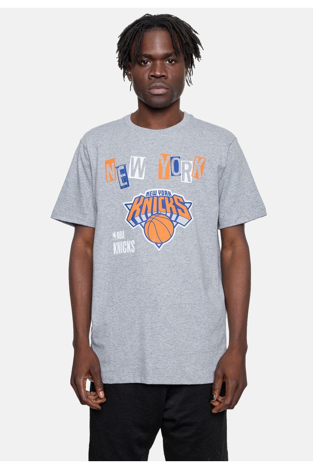 Camiseta-NBA-Collage-New-York-Knicks-Cinza-Mescla