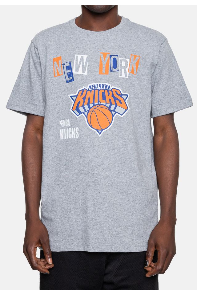 Camiseta-NBA-Collage-New-York-Knicks-Cinza-Mescla
