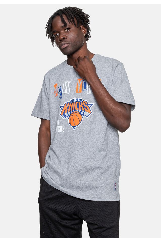 Camiseta-NBA-Collage-New-York-Knicks-Cinza-Mescla
