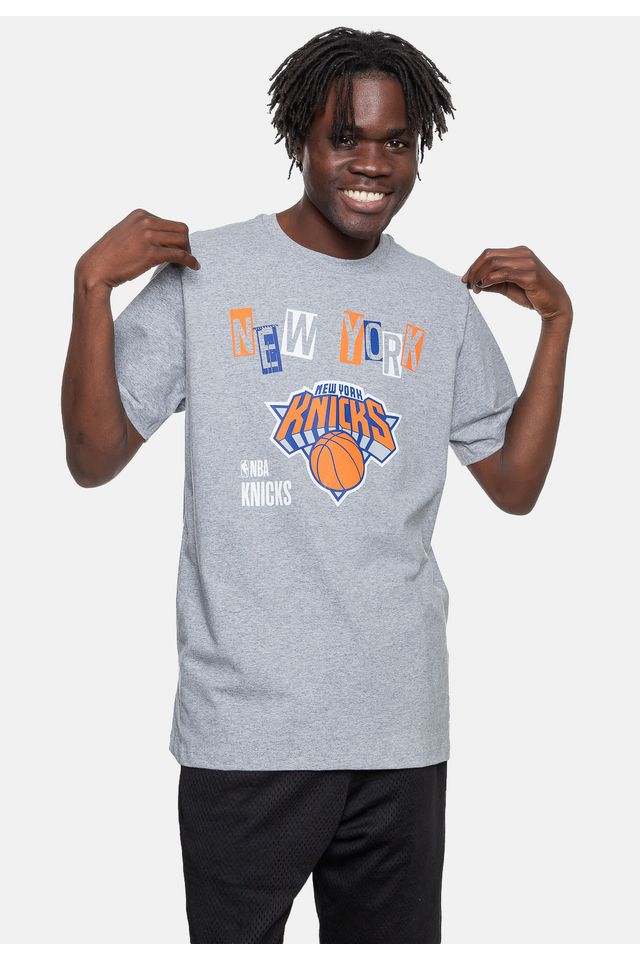 Camiseta-NBA-Collage-New-York-Knicks-Cinza-Mescla
