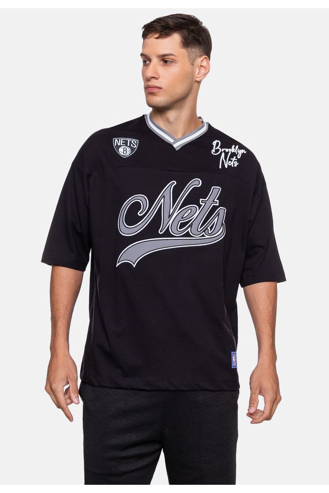 Camiseta-NBA-Oversized-Old-Logo-Brooklyn-Nets-Preta