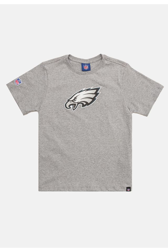 Camiseta-NFL-Juvenil-Philadelphia-Eagles-Logo-Cinza-Mescla