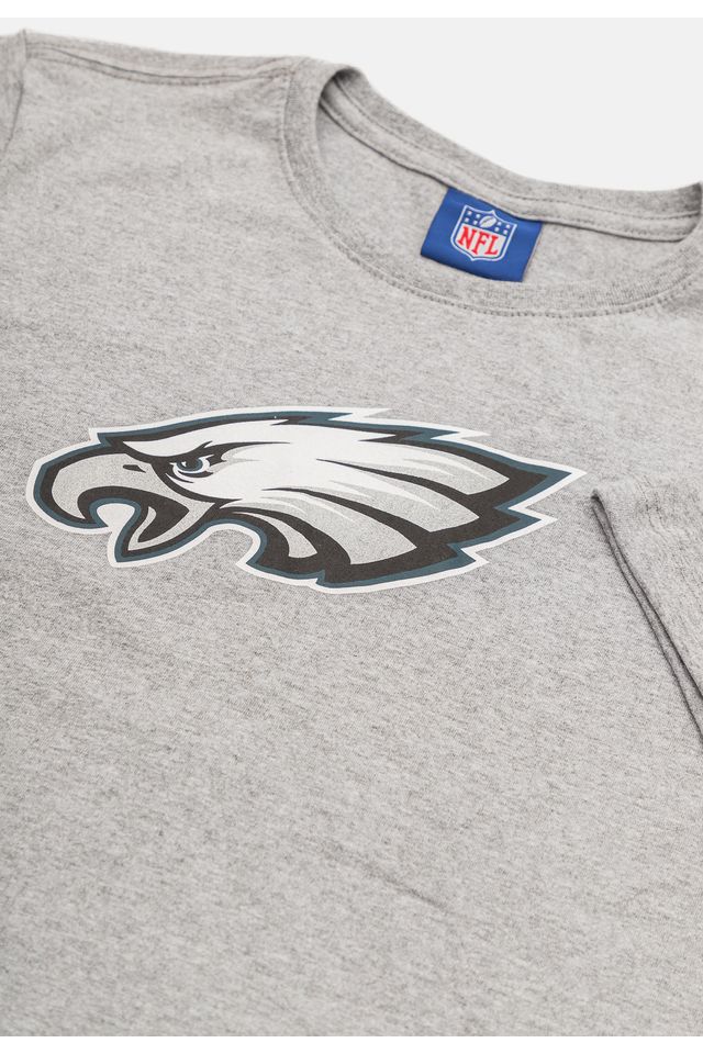 Camiseta-NFL-Juvenil-Philadelphia-Eagles-Logo-Cinza-Mescla