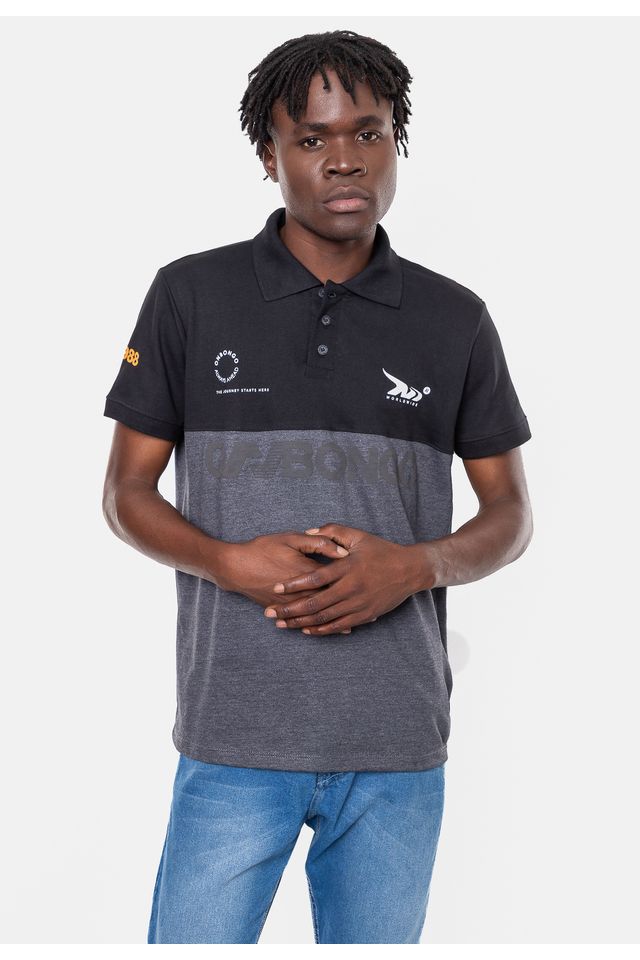 Camisa-Onbongo-Polo-Piquet-Masculina-Beam-Preta-Mescla