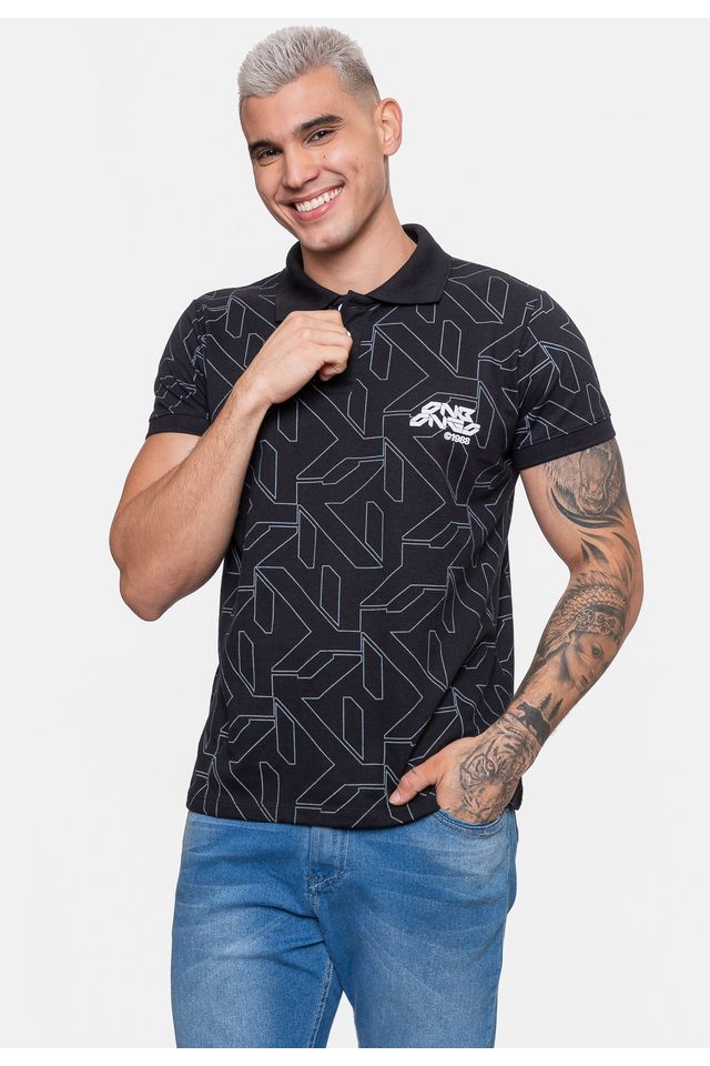 Camisa-Onbongo-Polo-Piquet-Masculina-Power-Preta