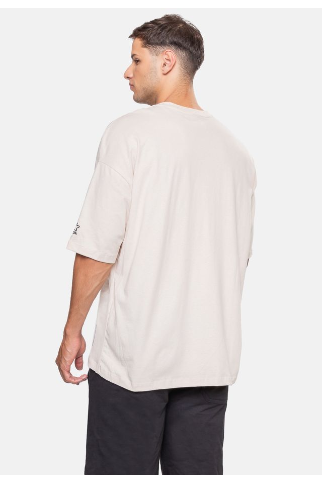 Camiseta-Starter-Oversized-Bege-Dente-de-Leao