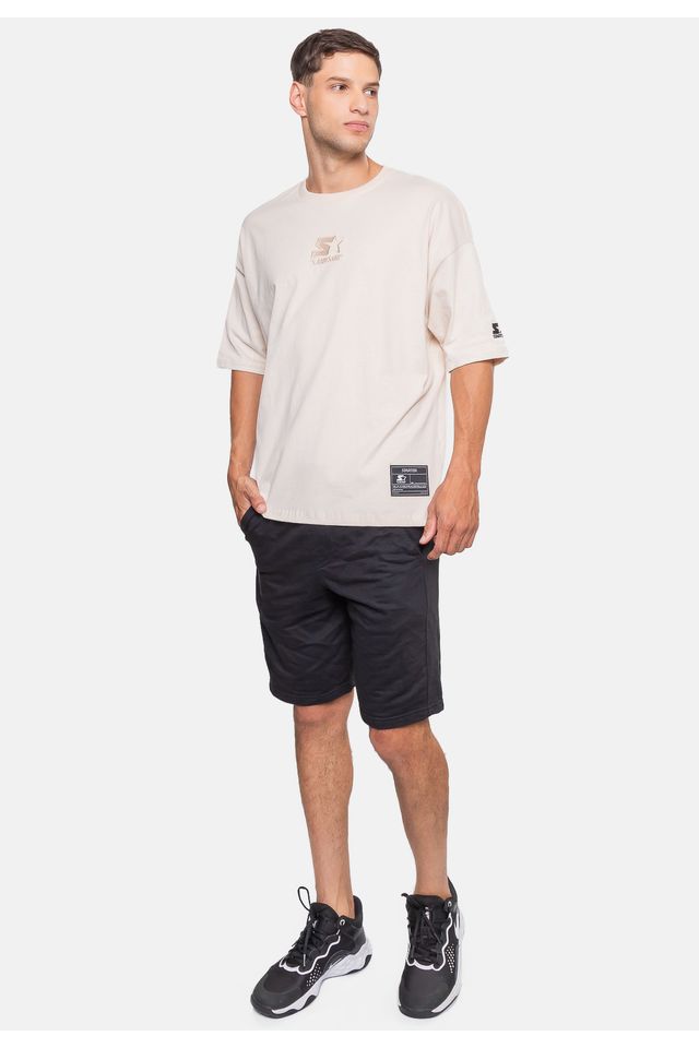 Camiseta-Starter-Oversized-Bege-Dente-de-Leao