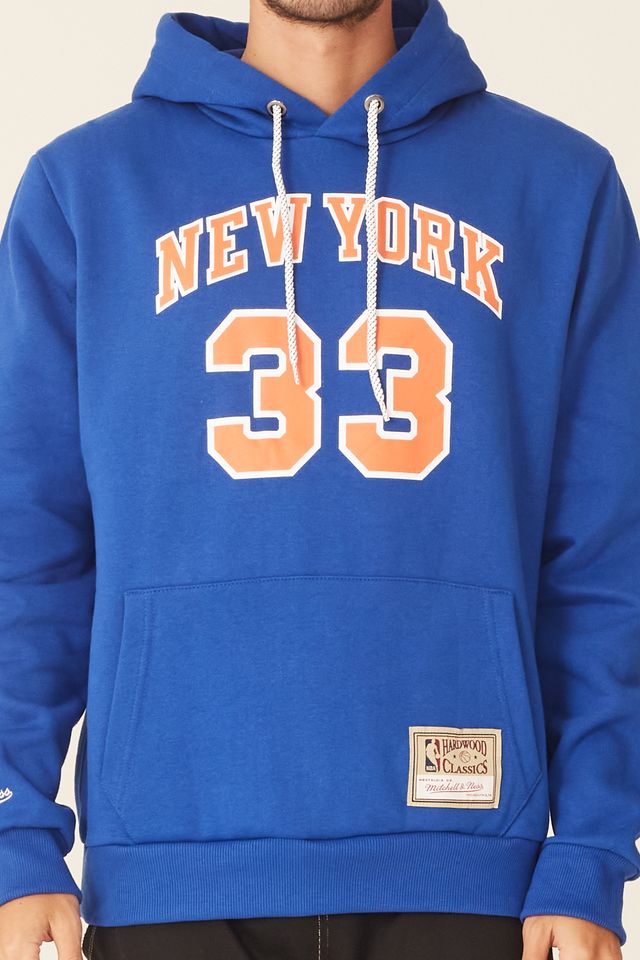 Moletom-Mitchell---Ness-Fechado-Com-Capuz-New-York-Knicks-Patrick-Ewing-Azul