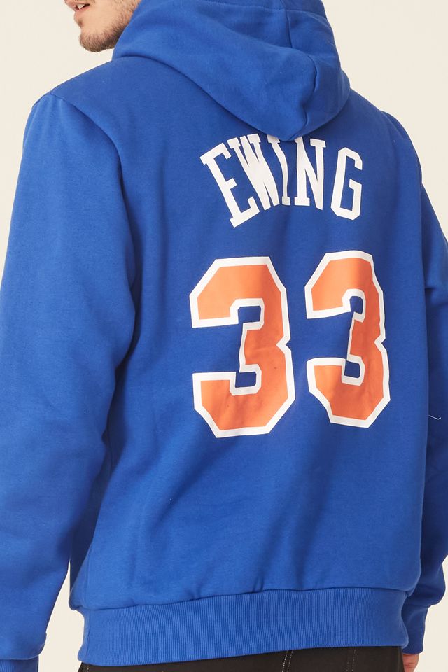 Moletom-Mitchell---Ness-Fechado-Com-Capuz-New-York-Knicks-Patrick-Ewing-Azul