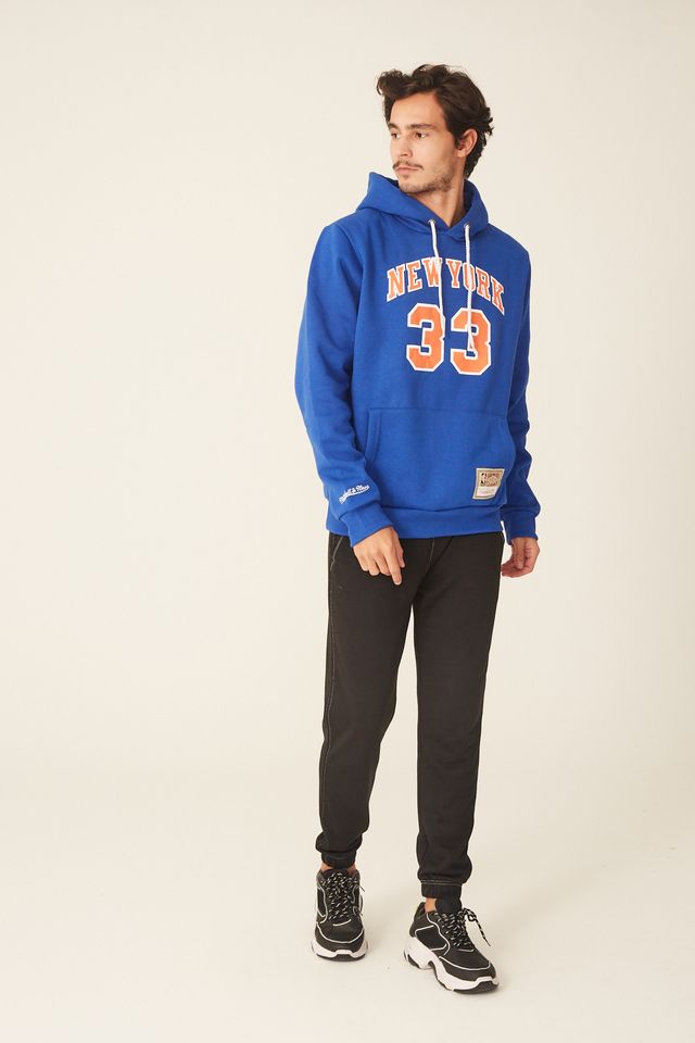 Moletom-Mitchell---Ness-Fechado-Com-Capuz-New-York-Knicks-Patrick-Ewing-Azul