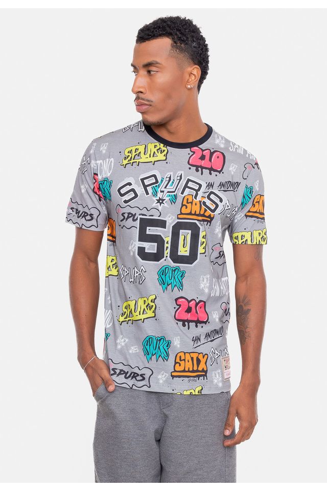 Camiseta-Mitchell---Ness-Name-And-Number-David-Robinson-Cinza-Mescla