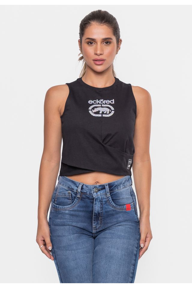 Top-Ecko-Feminino-Bord-Preta Top-Ecko-Feminino-Bord-Preta