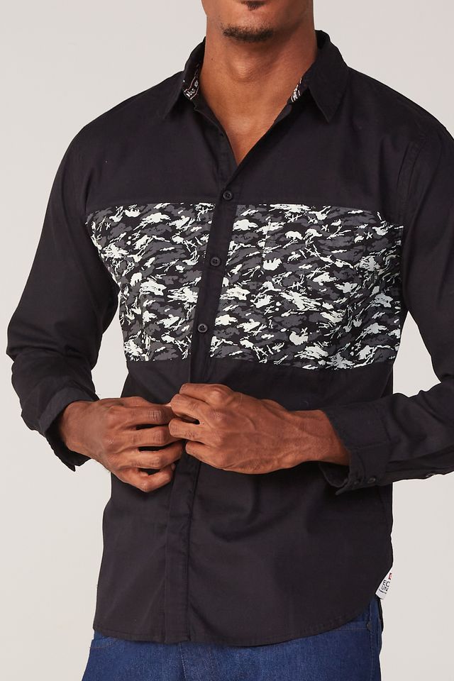 Camisa-Ecko-Manga-Longa-Preta