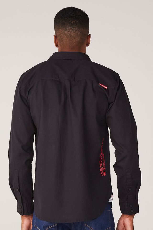 Camisa-Ecko-Manga-Longa-Preta Camisa-Ecko-Manga-Longa-Preta