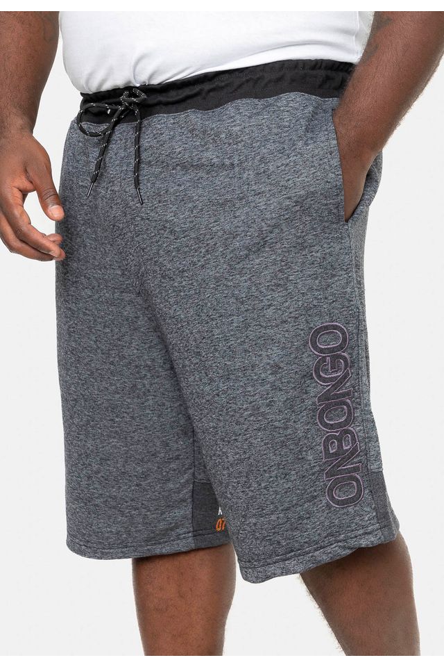 Bermuda-Onbongo-Moletom-Plus-Size-Preta-Mescla Bermuda-Onbongo-Moletom-Plus-Size-Preta-Mescla